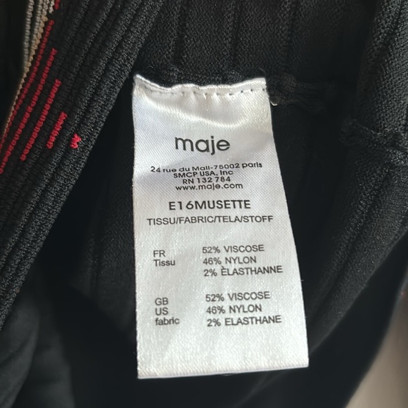 Maje size 2 boatneck top . Black with geometric details. - Picture 6 of 6